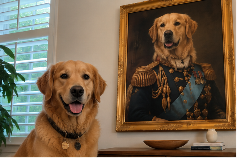 royal pet portrait at home